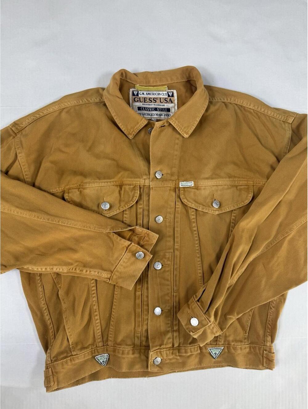 Vintage Guess USA Georges Marciano Denim Jacket Men’s Large Brown Tan 80s